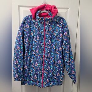Dona Jo XL Fleece Reversible Coat Jacket Athletic Full Zip Multicolor